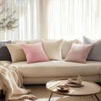 MIULEE Winter Pack of 2 Pillow Covers Soft Soild Decorative Square Throw Pillow Covers Set Cushion Cases Pillowcases for Sofa Bedroom Car 16 x 16 Inch 40 x 40 Cm Pink