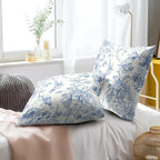 Chinoiserie Blue Pillow Covers 16x16 Inch Set of 2 Vintage Bird Floral Leaves Decorative Throw Pillowcases Square Farmhouse Cushion Cases Home Decor for Sofa Bed Car Porch Outdoor
