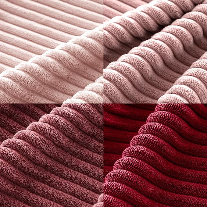 MIULEE Boho Farmhouse Christmas Throw Pillow Covers 18x18 Inch Set of 4 Romantic Decorative Cushion Covers Spring Corduroy Home Decor for Feminine Valentines Couch Bed Sofa Living Room Aesthetic Pink