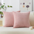 Home Brilliant Pillow Covers 26x26 Euro Shams Set of 2 for Couch Plush Velvet Corduroy European Pillow Sham for Girl's Room Decor, 26 x 26 inch, Baby Pink