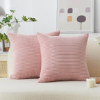 Home Brilliant Pillow Covers 26x26 Euro Shams Set of 2 for Couch Plush Velvet Corduroy European Pillow Sham for Girl's Room Decor, 26 x 26 inch, Baby Pink