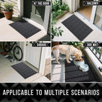 Yimobra Extra Large Door Mat 60x36, All-Season Waterproof Doormat Outdoor Entrance, Heavy Duty Non-Slip Outside Door Mat for Garage Patio Proch Entryway Indoor, Easy Clean, Black Gray