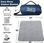 Waterproof Outdoor Blanket 92”X 60” Packable, Stadium Blankets for Camping with Sherpa Fleece Lining, Large Windproof Emergency Throw Mat for Garss Picnic Hiking Road Trip, Machine Washable, Navy