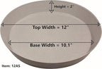 12 Inch (10.1 Inch Base) Case of 10 Plant Saucer - Terra Cotta Colored Polypropylene – Heavy Duty Indoor/Outdoor Tray and Drip Pan – Collects Flower Pot Excess Water Made in USA