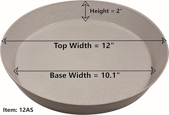 12 Inch (10.1 Inch Base) Case of 10 Plant Saucer - Terra Cotta Colored Polypropylene – Heavy Duty Indoor/Outdoor Tray and Drip Pan – Collects Flower Pot Excess Water Made in USA
