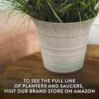 The HC Companies Sedona Round Self-Watering Pot - Lightweight Self Care Planter - Plastic Planter for Herbs & More - Durable Plant Pots for Indoor Plants & Outdoor Plants (7" Cottage Stone, Pack of 4)