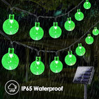 LORRYTE 2-Pack 100 LED Green Solar Christmas Lights Outdoor - 64FT Crystal Globe Waterproof Solar String Lights with 8 Lighting Modes for Christmas Decorations, Garden, Patio, Party, Porch