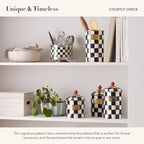 MACKENZIE-CHILDS Enamel Utensil Holder, Kitchen Utensil Holder for Countertop, Storage Caddy, Black-and-White Courtly Check