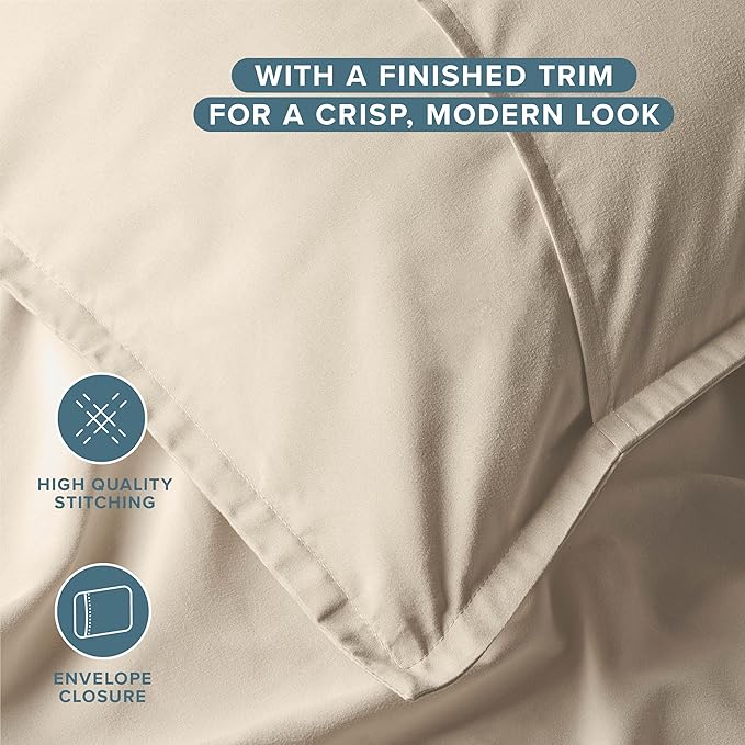 Bare Home King Pillow Sham Covers - Set of 2 - Premium 1800 Ultra-Soft Microfiber - Double Brushed - Stain & Fade Resistant - Bed Pillow Shams - Pillows Not Included (Set of 2, Sand)