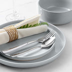 LIANYU Porcelain Dinnerware Set for 6, 18PCS Elegant Plates and Bowls Set with Stackable Design, Highly Chip and Scratch Resistant, Dishwasher Safe, Glacier Gray