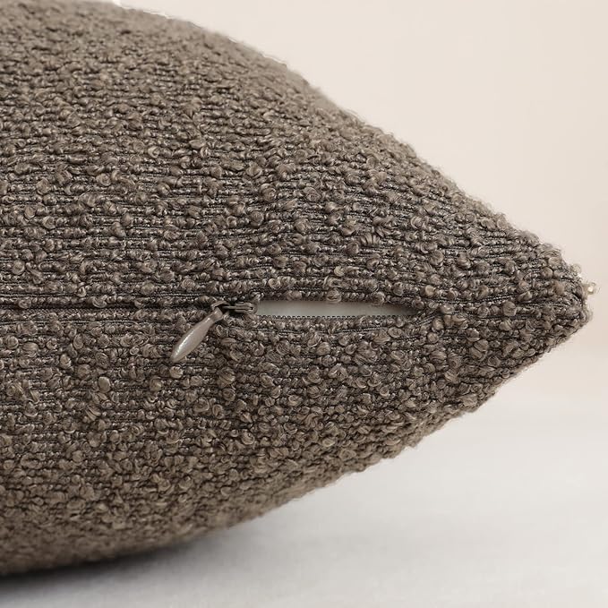 Jeneoo Light Brown Decorative Lumbar Thick Throw Pillow Covers Fine Textured Boucle Couch Cushion Case for Sofa Decor, Set of 1, 14 x 36 Inch