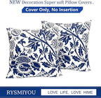 Decorative Throw Pillow Covers Set of 2 Blue Pillow Covers 20x20 inch Short Plush Square Pillows Cover Floral Throw Pillows,Farmhouse Outdoor Pillow Covers for Couch Sofa Bed Living Room