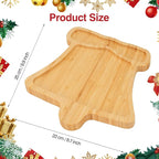 WILLKOMMEN Christmas Serving Tray, Bamboo Bell Shaped Serving Platter, Charcuterie Board Serving Dishes 10" x 9" for Party Cookie Fruit Tray Cheese Board Plate