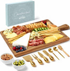 Charcuterie Board Set - Acacia Cheese Board Serving Tray with Accessories - House Warming Gifts for New Home, Bridal Shower & Wedding Gift, Birthday Gifts for Women