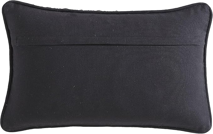 Boho Living Jada Premium Woven Design, Living Room Décor, Decorative Throw, (1) 12" x 20" Pillow Cover, Black