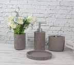 Hymmah Meteorites Bathroom Accessories Set,Farmhouse Bathroom Decor,4 Pcs Resin Gift Set Apartment Necessities, Contain Cotton Swab Jar,Soap Dispenser,Tumbler，Soap Dish/Tray