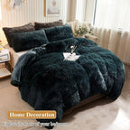 XeGe Faux Fur Throw Pillow Cases, Plush Shaggy Ultra Soft Pillow Covers, Fluffy Crystal Velvet Decorative Pillowcases, Furry Fuzzy Pillow Shams Zipper Closure, Set of 2 (Standard, Dark Green)