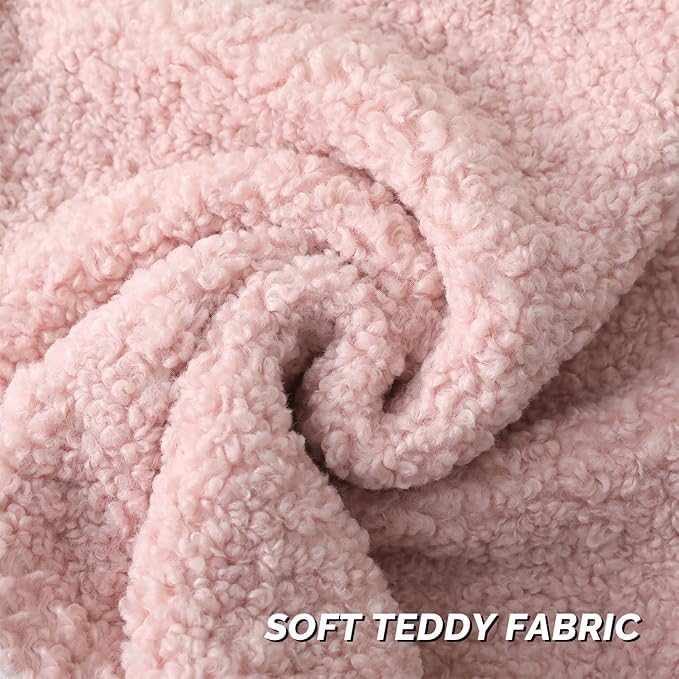 FUTEI Pink Throw Pillow Covers 22x22 Inch Set of 2,Furry Faux Fur Teddy Boucle Textured Cushion Covers,Soft Fluffy Decorative Pillow Case,Home Decor for Couch Bed Living Room Office Car