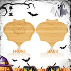 WILLKOMMEN Halloween Serving Platter, Bat Shaped Charcuterie Board, Bamboo Serving Tray 10" x 9" for Party Child Spooky Cheese Appetizer Board Serving Dishes Plate for Snacks, Candy, Cookies
