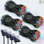 4 Pack 400 LED Solar Christmas Lights Outdoor, Solar String Lights for Outside with 8 Lighting Modes, Waterproof Green Wire Solar Powered Tree Light for Xmas Party Yard Garden Decorations (Multicolor)