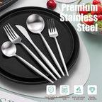 Lemeya Matte Silverware Set for 8,Modern Stainless Steel Brushed Cutlery Set,40-Pieces Heavy Duty Flatware Set,Knives Spoons and Forks Set Utensils Set, Satin Finish, Dishwasher Safe