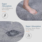 Walensee Bathroom Rug, Non Slip Bath Mat (16 x 24, Grey) Water Absorbent Soft Microfiber Shaggy Mat Machine Washable, Thick Plush Rugs for Shower