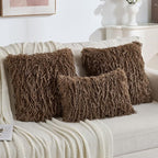 FUTEI Brown Decorative Throw Pillow Covers 26x26 Inch Set of 2,Soft Fluffy Faux Feather Texture Euro Pillow Shams,Modern Home Luxury Decor for Couch Bed Living Room