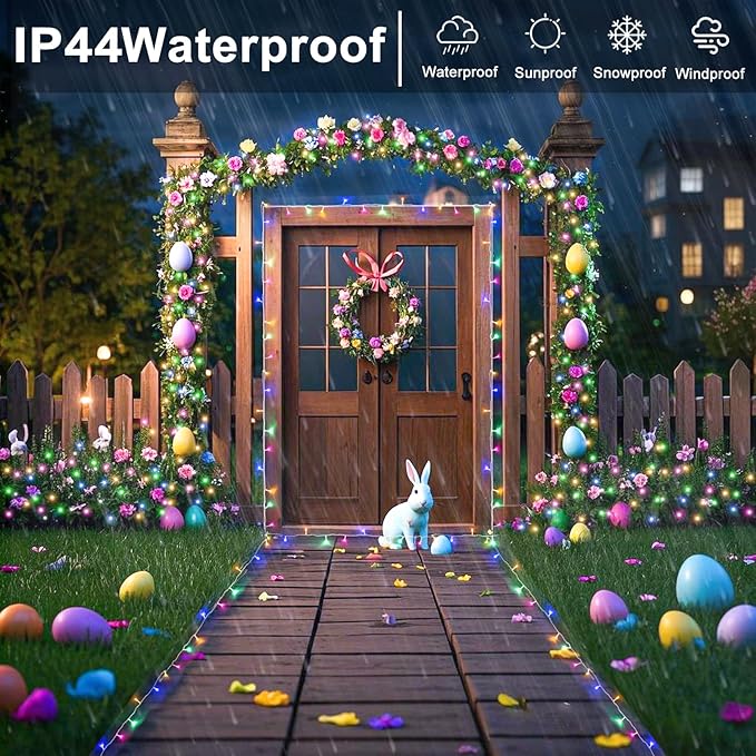 Christmas Lights Outdoor 8 Modes Clear Wire 131ft 400 LED, Colorful Twinkle Fairy Light Plug in for Bedroom Wedding Party Easter Christmas Decorations