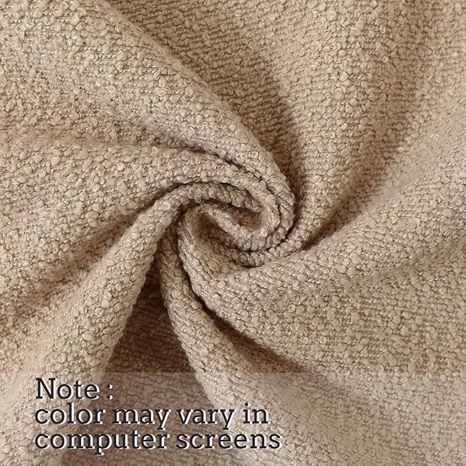 Jeneoo Khaki Decorative Long Lumbar Thick Throw Pillow Covers Fine Textured Boucle Couch Cushion Cases for Sofa Decor, Set of 1, 14 x 36 Inch