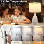 GRUENLICH Ceramic Table Lamp Set of 2 for Nightstand, 22.5" Modern White Bedside Lamp with 3 Adjustable Color Temperature, Bedroom Light for Living Room Desk End Table Office (2 LED Bulbs Included)