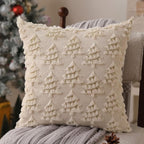 Christmas Pillow Covers 18x18 inch Set of 2 Soft Plush Faux Fur Christmas Decor Beige Xmax Tree Yellow Colored Lights Decoration Throw Pillow Case for Winter Holiday Sofa Living Room PT003C18