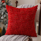 Christmas Pillow Covers 18x18 inch Set of 2 Soft Plush Faux Fur Christmas Decor Red Xmax Tree Yellow Colored Lights Decoration Throw Pillow Case for Winter Holiday Sofa Living Room PT003B18