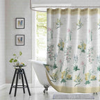 Fabric Shower Curtain, Country Vintage Floral Shower Curtain, Gold and Green Flower Shower Curtains for Bathroom, Waterproof Bathroom Curtains, 72" W x 72" H