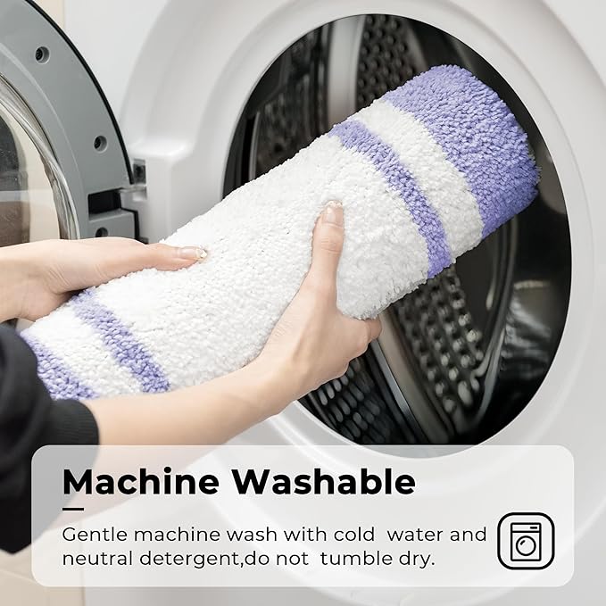 GRANNY SAYS Microfiber Bathroom Rugs Non Slip Washable, Water Absorbent Bathroom Mats for Tub Non Slip, Soft Bath Mats for Floor & Shower, Long Bath Rug, 24" x 36", 36" x 24", Purple