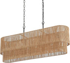 42” Boho Chandelier Coastal 2 Layers Hand Woven Rattan Pendant Light Linear Large Island Light for Dining Room Kitchen Island Living Room, UL Listed