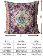 Snycler Boho Throw Pillow Covers 16x16 inch Set of 2 Boho Rug Carpet Double Sided Pattern Cotton Soft Pillow Case Cushion Cover Pillowcase for Couch Sofa Bed Decorative (Purple)
