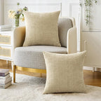 MIULEE Pack of 2 Beige Throw Pillow Covers 20x20 Inch Soft Chenille Pillow Covers for Sofa Living Room Couch Solid Dyed Cases