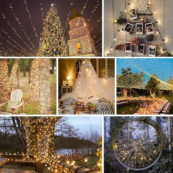 6 Pack 270FT Solar Christmas Lights Outdoor Waterproof, Super Bright 480 LED Solar String Lights with 8 Lighting Modes, Green Wire Twinkle Tree Light for Outside Xmas Party Decorations (Warm White)
