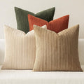 MIULEE Pack of 4 Rust-Olive Green Corduroy Decorative Throw Pillow Covers 16x16 Inch Soft Boho Striped Pillow Covers Modern Farmhouse Home Decor for Winter Sofa Living Room Couch Bed