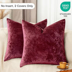 PHF Truly Velvet Euro Sham, 26"x 26",No Insert, 2 Pack Color Gradient Euro Throw Pillow Covers, Ultra Soft Cozy Pillow Covers for Luxurious Home Decorative, No Shedding, No Pilling, Wine Red
