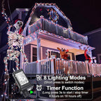 100FT 300 LED Christmas Lights Outdoor, Plug in Christmas Tree Lights with 8 Modes Waterproof, Green Wire Twinkle Tree Lights for Indoor Patio Garden Party Holiday Decorations, Red White