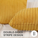 Simmore Decorative Fall Throw Pillow Covers 24x24 Set of 2, Soft Natural Plush Flannel Double-Sided Fluffy Couch Pillow Covers for Sofa Living Room, Mustard Yellow