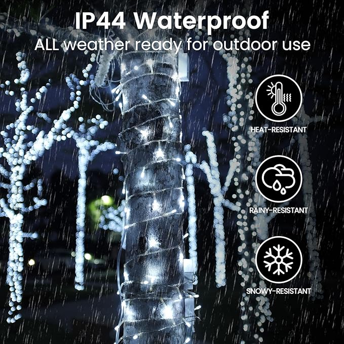2 Pack Christmas String Lights Battery Operated with Timer, 66FT 200 LED Waterproof Twinkle Lights, 8 Modes Fairy Light for Indoor and Outdoor Bedroom Garland Tree Christmas Decorations (Cool White)