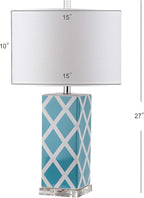 Safavieh Lighting Collection Garden Lattice Light Blue Table Lamp, Set of 2