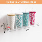 upsimples Acrylic Shelves for Bathroom Storage, 15" Floating Shelves Wall Organizer for Perfume, Make up, Skincare, Kids Bookshelf for Bedroom, Nursery, Living Room Decor, Clear, 2 Pack