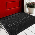 Yimobra Welcome Mat Outdoor Indoor 29.5x17, All-Weather Waterproof Front Door Mat Outside Entrance, Non-Slip Low Profile Porch Patio Doormat, Black