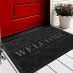Yimobra Welcome Mat Outdoor Indoor 29.5x17, All-Weather Waterproof Front Door Mat Outside Entrance, Non-Slip Low Profile Porch Patio Doormat, Black