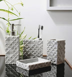Hymmah Bathroom Accessories Set,Toothbrush Holder,Farmhouse Bathroom Decor,4 Pcs Resin Gift Set Apartment Necessities, Contain Toothbrush Cup,Soap Dispenser,Soap Dish,Tumbler