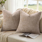 decorUhome Fall Oatmeal Chenille Throw Pillow Covers 20x20 Set of 2 Thick Textured Slubby Couch Pillow Covers Farmhouse Accent Modern Neutral Decorative Pillow Cases for Bed Sofa Living Room