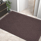 Sturdy Front Door Mat, Absorbent Muddy Dirt Resist Welcome Door Mats Outdoor Indoor, Stain and Fade Resistant, Non-Slip Rubber Backing Low Profile Doormat for Entryway, 47×32, Coffee